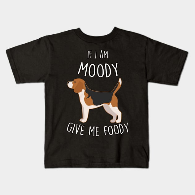 Beagle Dog Moody Foody Kids T-Shirt by Psitta